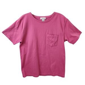 Talbots 100% Cotton Pocket T-Shirt Women Medium Pink